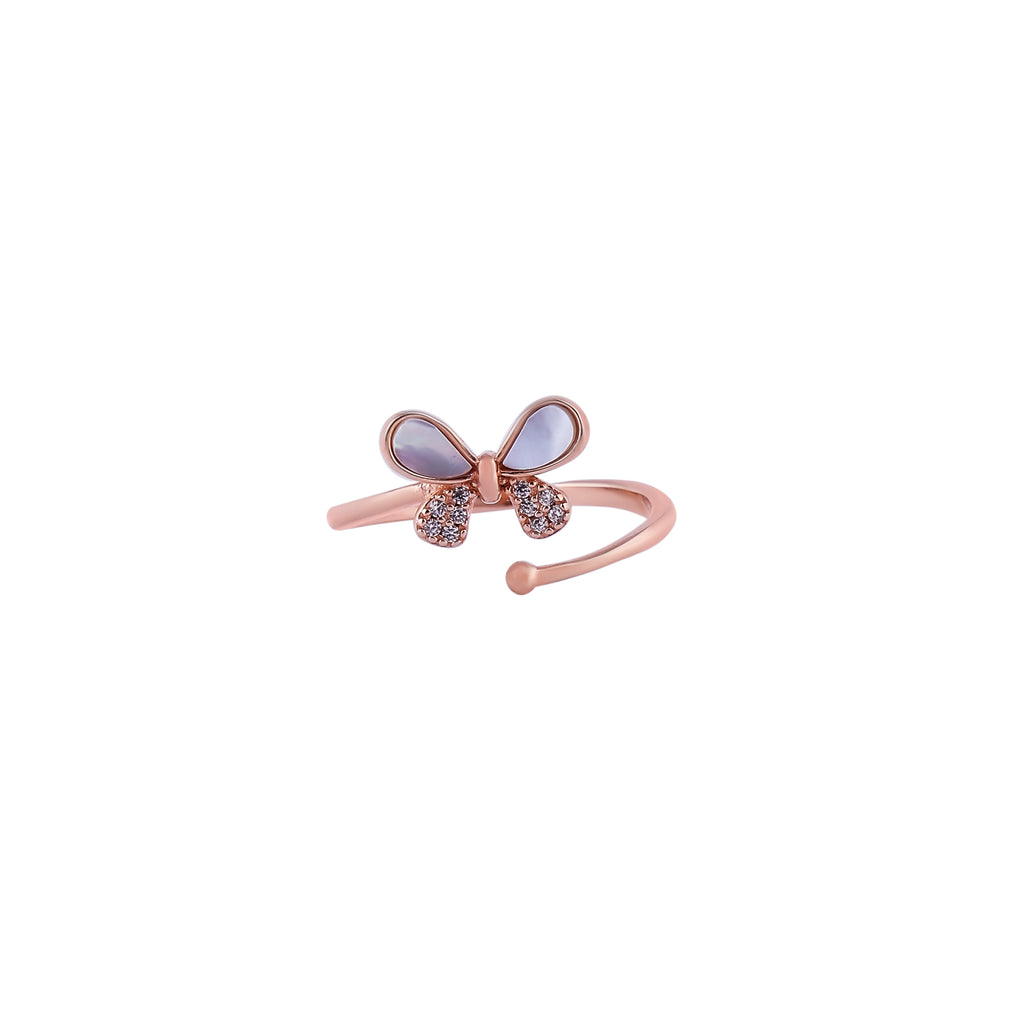 Open Butterfly Mother of Pearl Rose Gold Ring for her