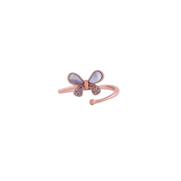 Open Butterfly Mother of Pearl Rose Gold Ring for her