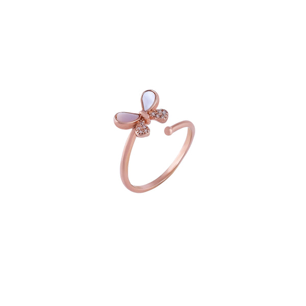 Open Butterfly Mother of Pearl Rose Gold Ring for her