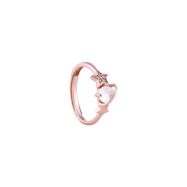 Star and Heart Mother of Pearl Rose Gold Ring for her