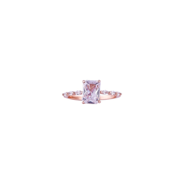 Emerald Cut CZ Pave Rose Gold Ring for her