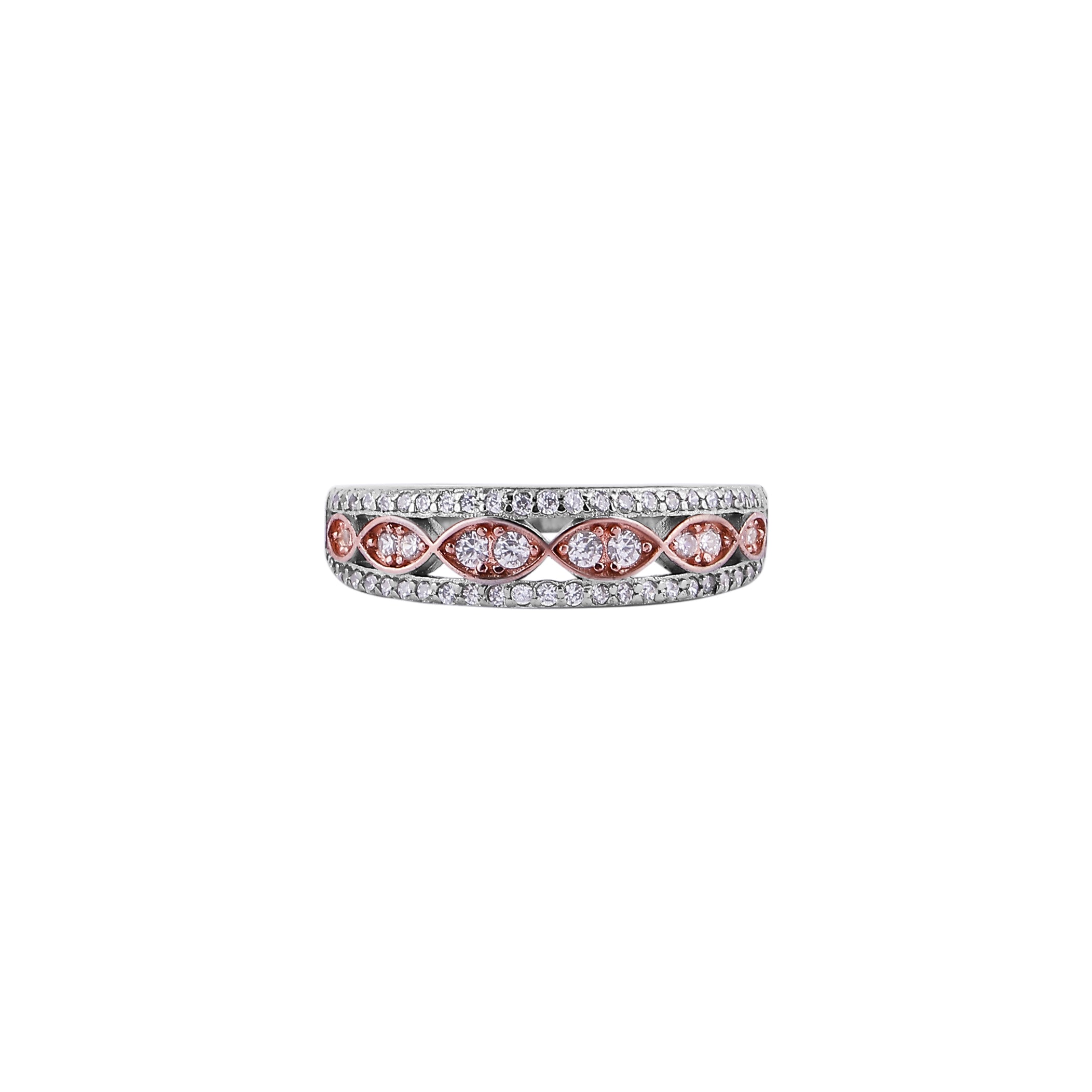 Openwork Two-Tone Pave Silver Band for her