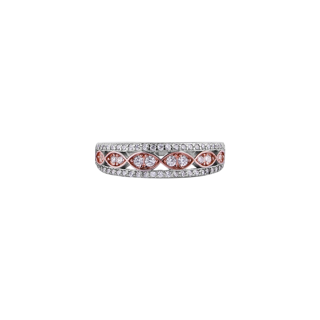 Openwork Two-Tone Pave Silver Band for her