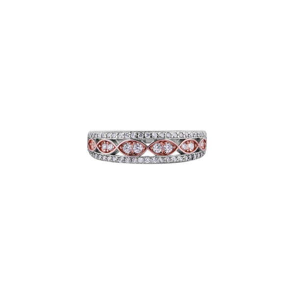 Openwork Two-Tone Pave Silver Band for her