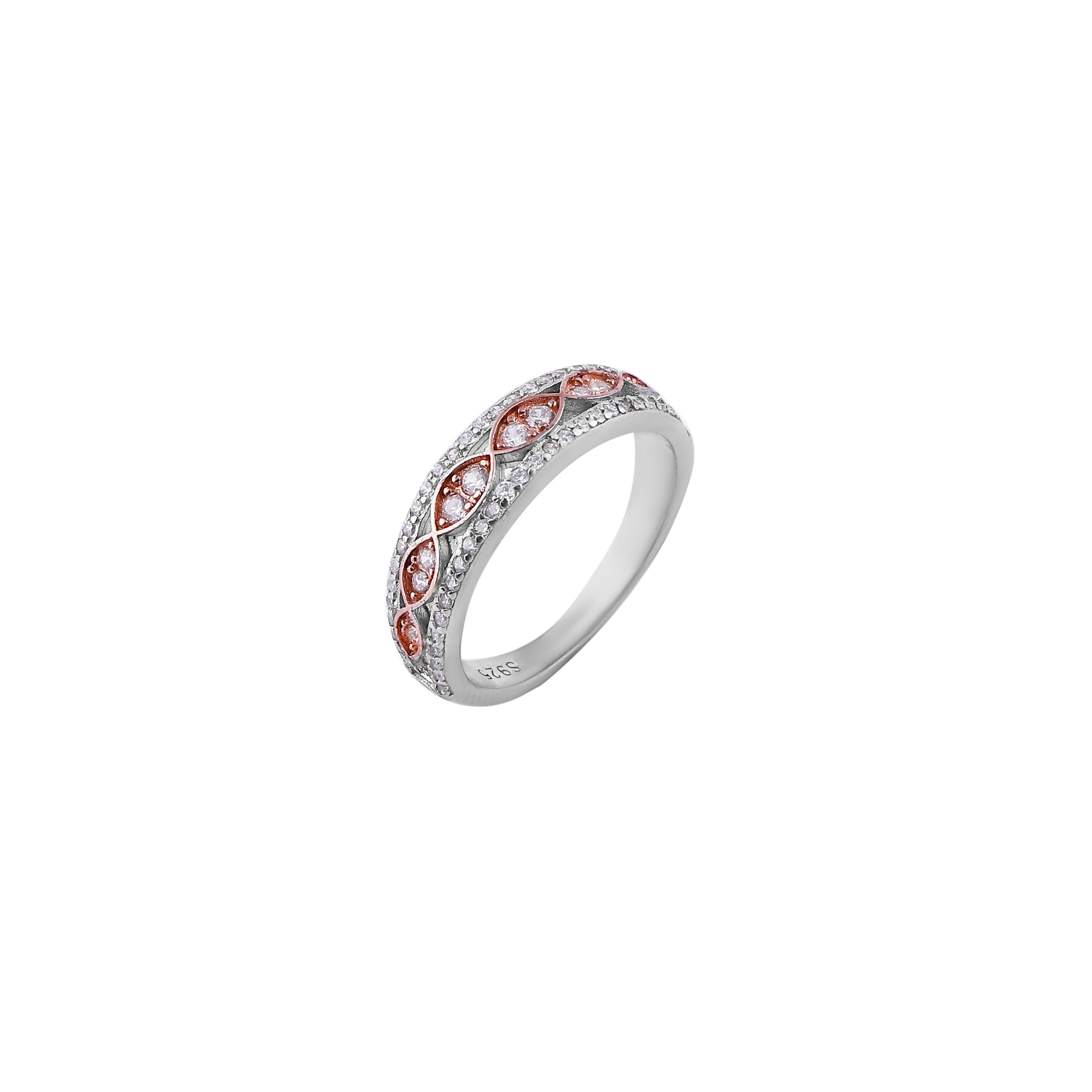 Openwork Two-Tone Pave Silver Band for her