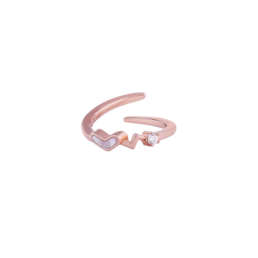 Heartbeat Heart Mother of Pearl Rose Gold Ring for her