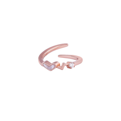 Heartbeat Heart Mother of Pearl Rose Gold Ring for her