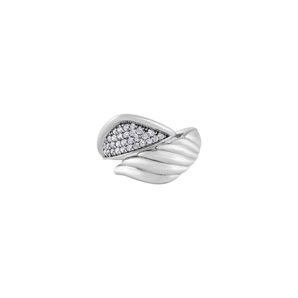 Sculpted Pave Silver Ring for her