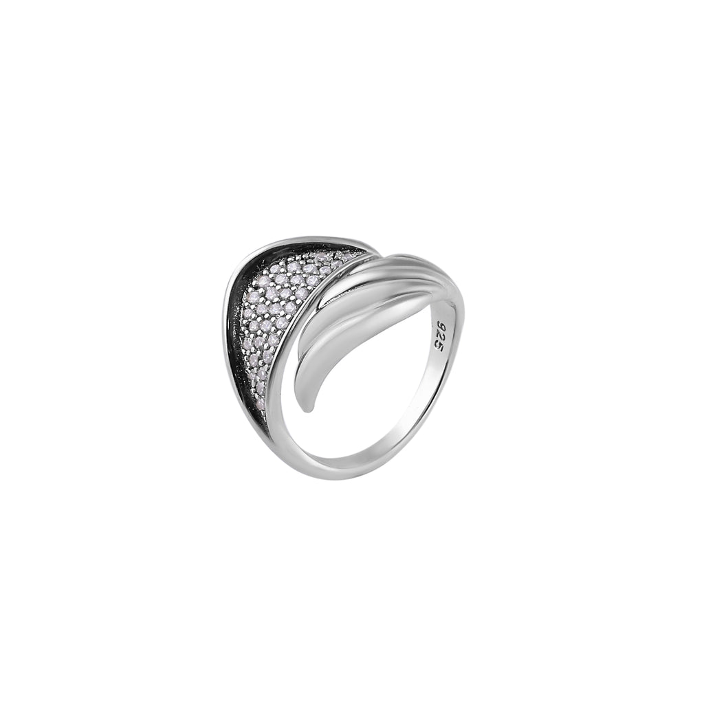 Sculpted Pave Silver Ring for her
