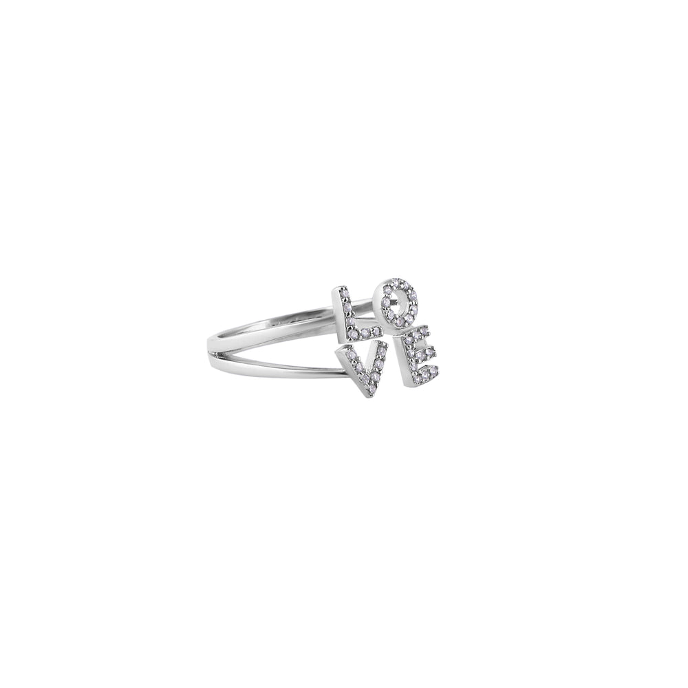 Love_ Script CZ Silver Ring for her