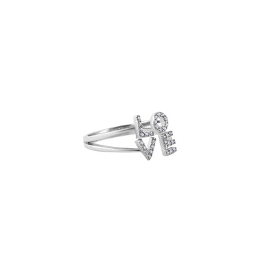 Love_ Script CZ Silver Ring for her