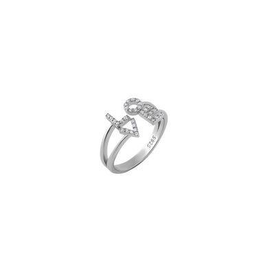 Love_ Script CZ Silver Ring for her