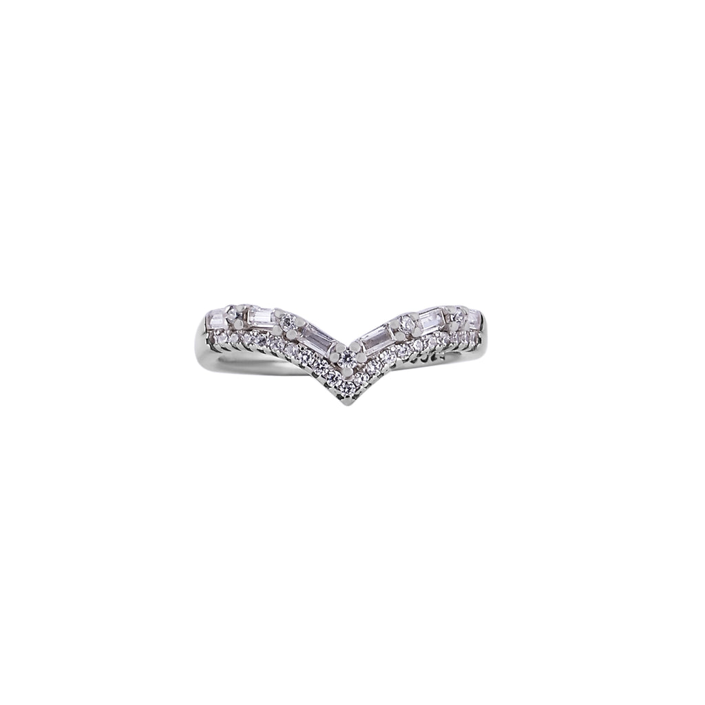 Pave Chevron Silver Ring for her