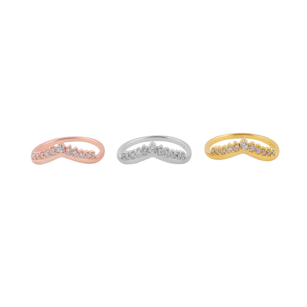 Pave Chevron Stackable Rings in Three Tones for her