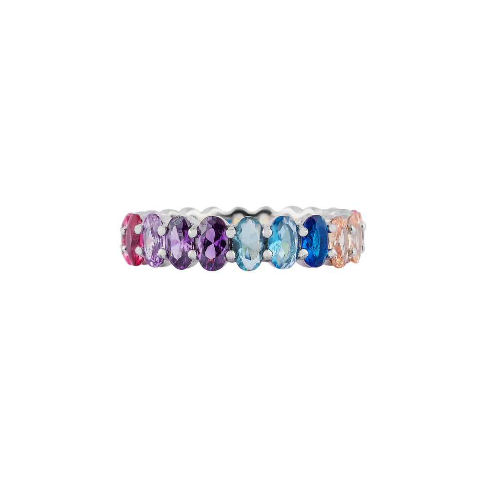 Multi-Color Oval Gemstone Pave Band for her