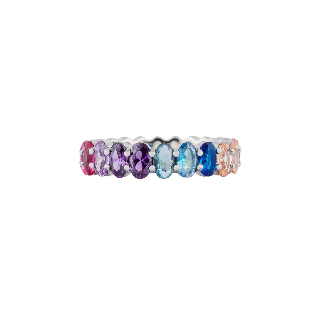 Multi-Color Oval Gemstone Pave Band for her
