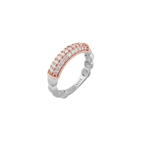Two-Tone Pave Dome Silver Ring for her