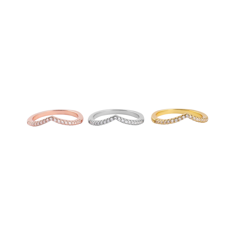 Pave V-Shape Stackable Rings in Three Tones for her Nav