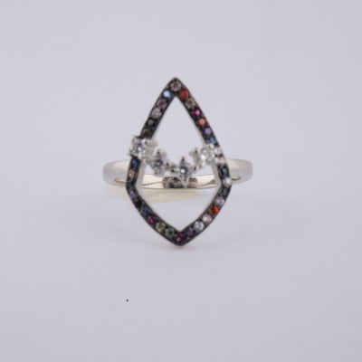 Abstract Pave Silver Ring for her