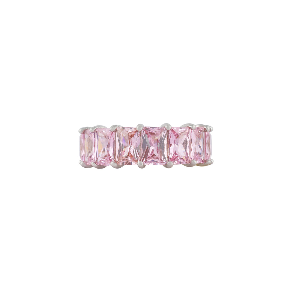 Pink Baguette Gemstone Pave Band for her