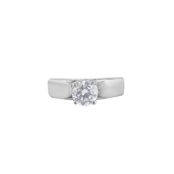 Solitaire CZ Accent Silver Ring for her