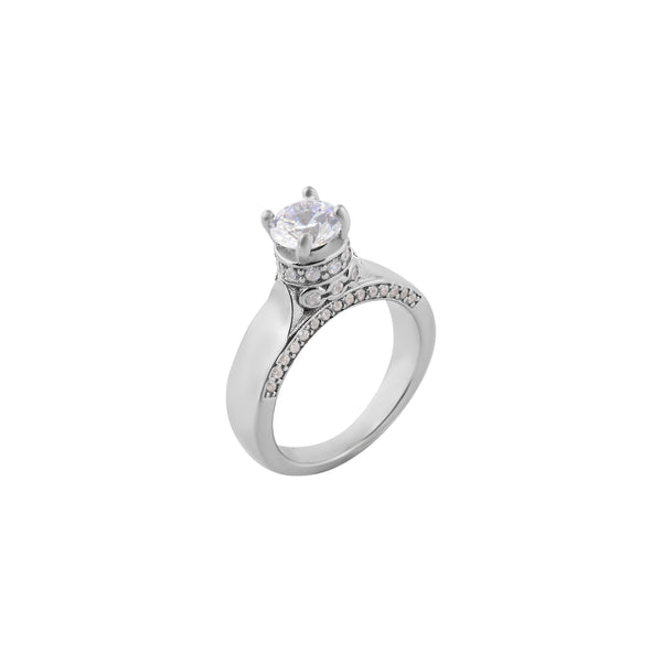 Solitaire CZ Accent Silver Ring for her