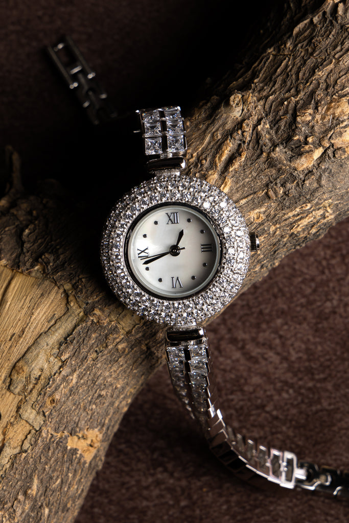 Diamond-Studded Roman Numeral Watch