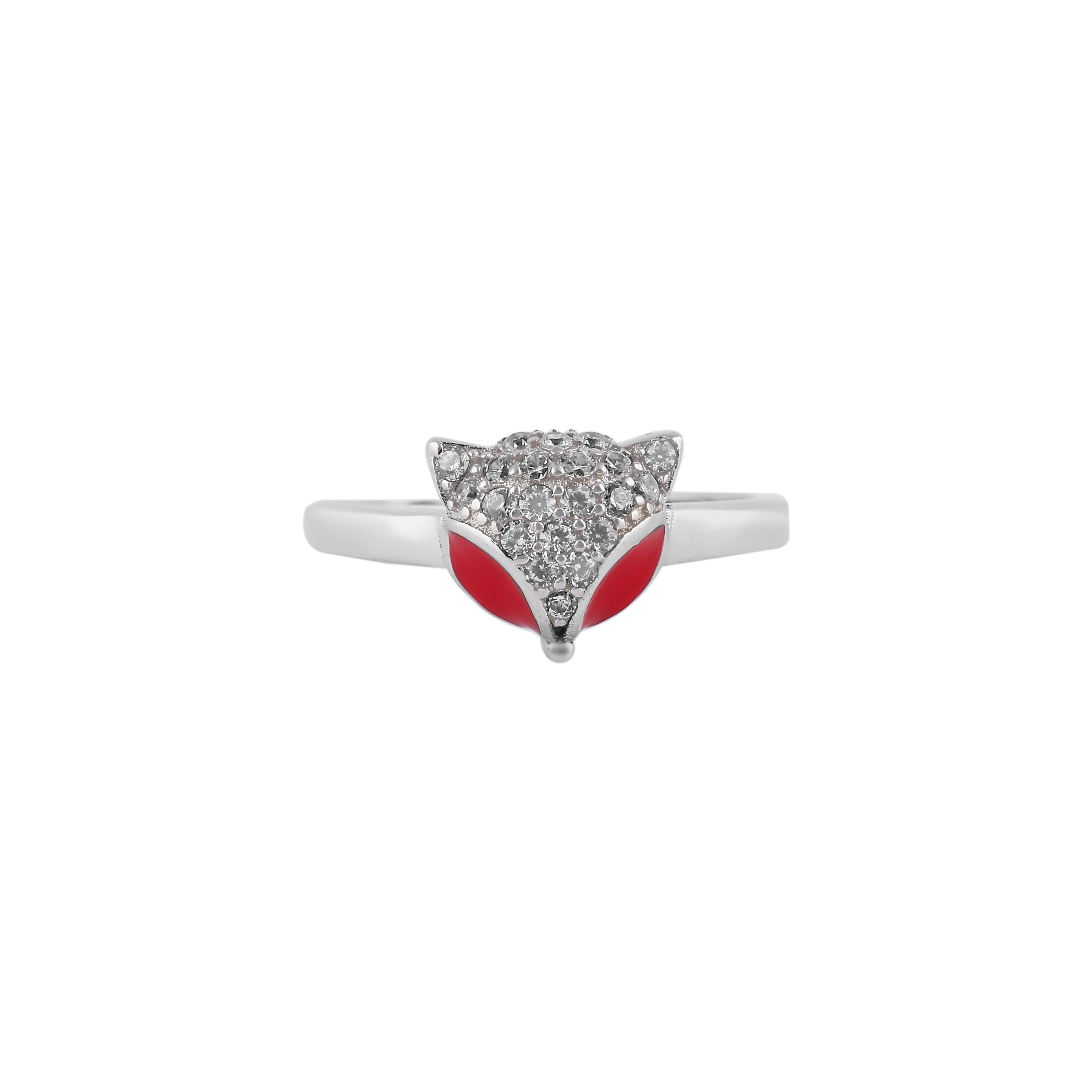 Fox Head Pave Silver Ring for her