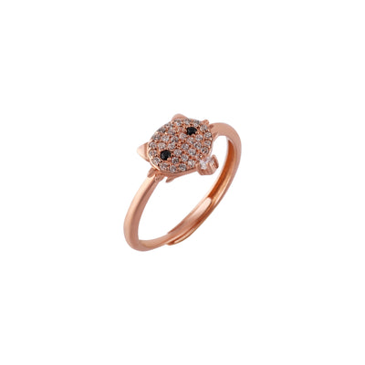 Pave Cat Face Rose Gold Ring for her
