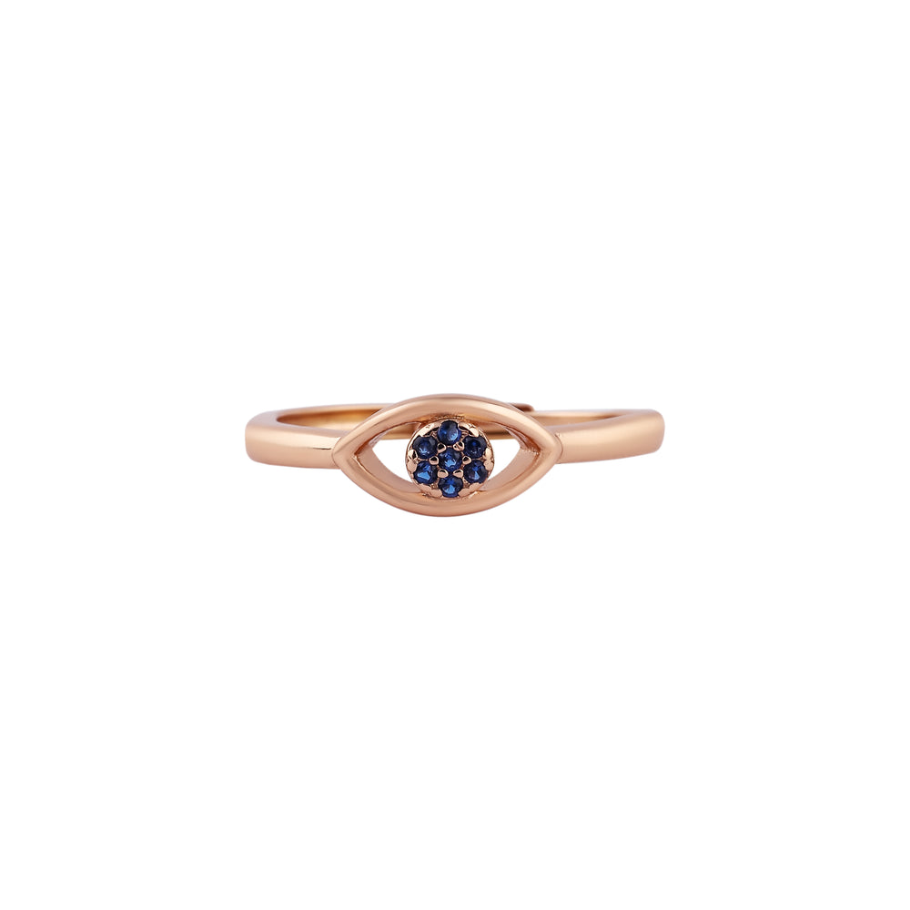 Gemstone Evil Eye Rose Gold Ring for her