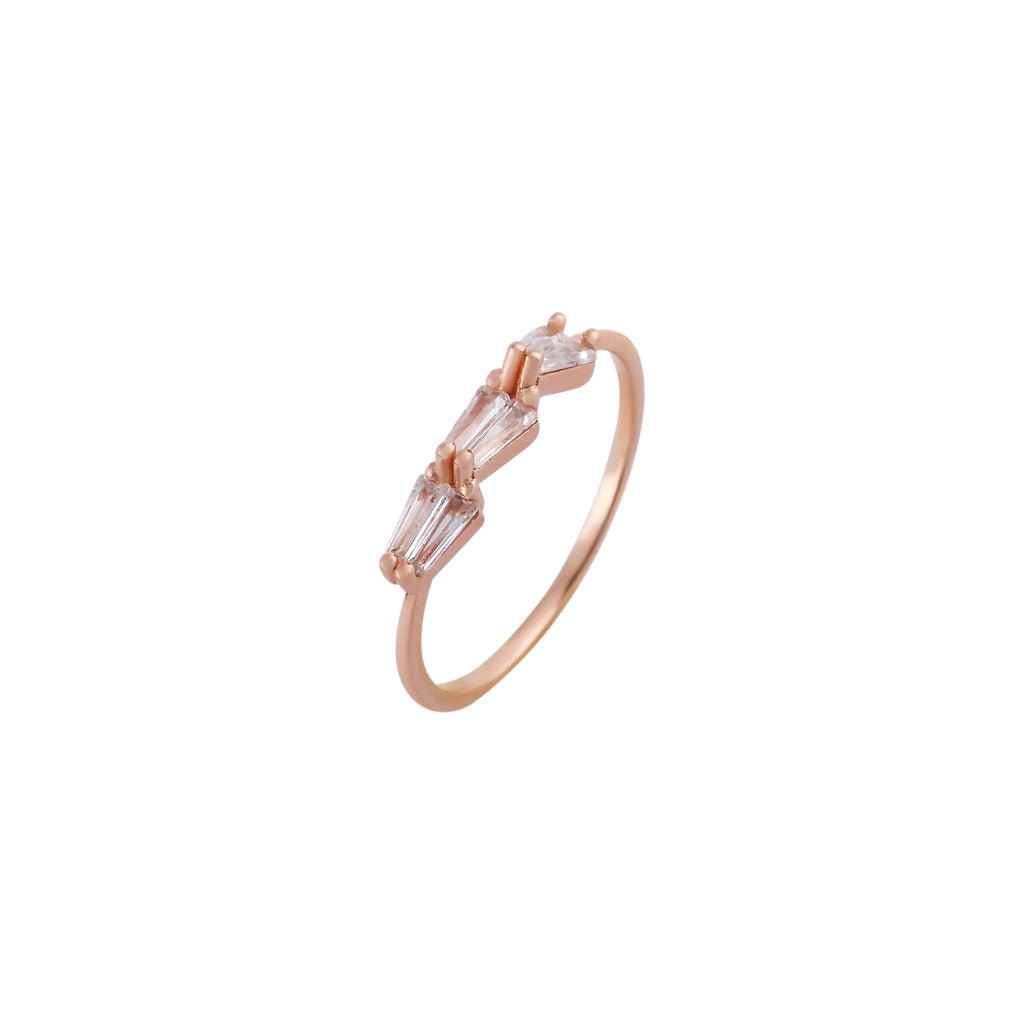Graduated Baguette CZ Rose Gold Ring for her