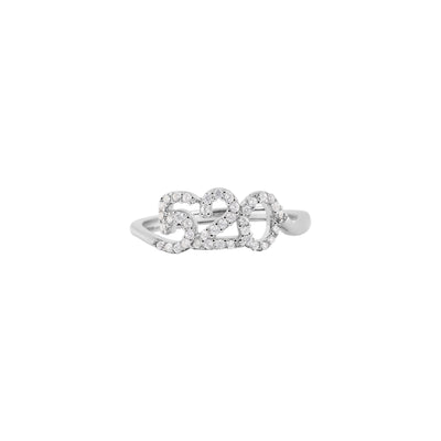 Linked Pave Heart Silver Ring for her