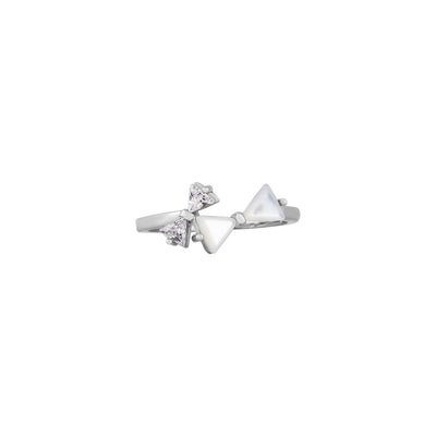 Bow Open Crystal Silver Ring for her