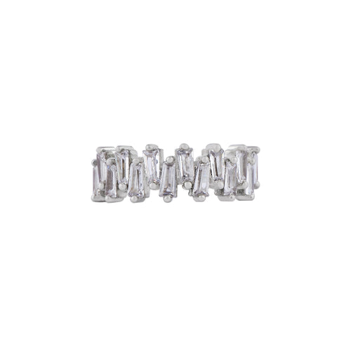 Alternating Baguette CZ Silver Ring for her