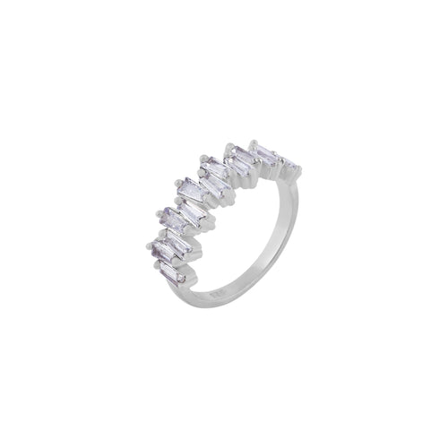 Alternating Baguette CZ Silver Ring for her