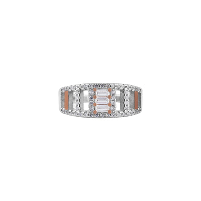 Geometric Openwork Baguette CZ Silver Ring for her Nav