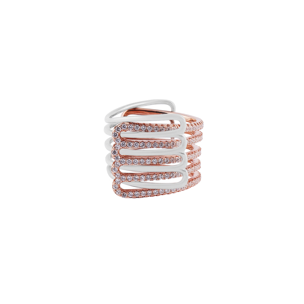 Multi-Row Pave Openwork Two-Tone Ring for her