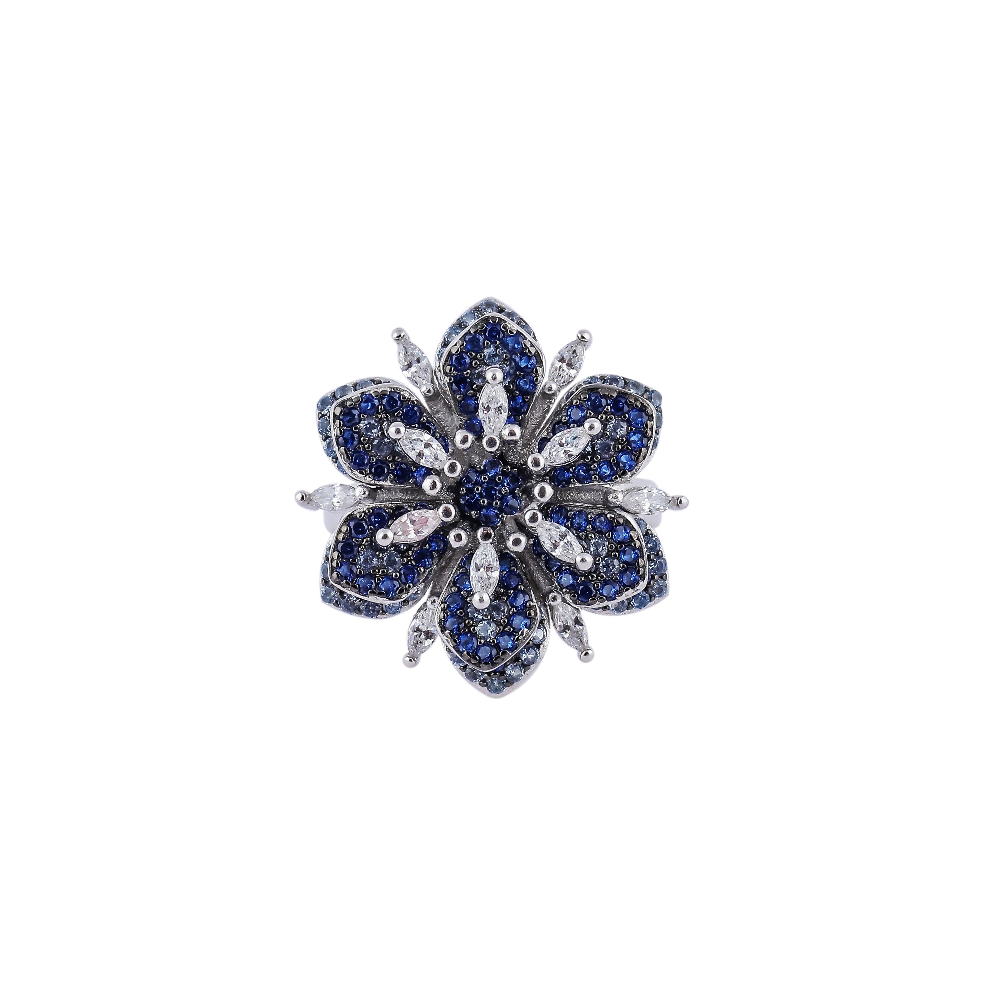 Azure Bloom CZ Silver Ring for her