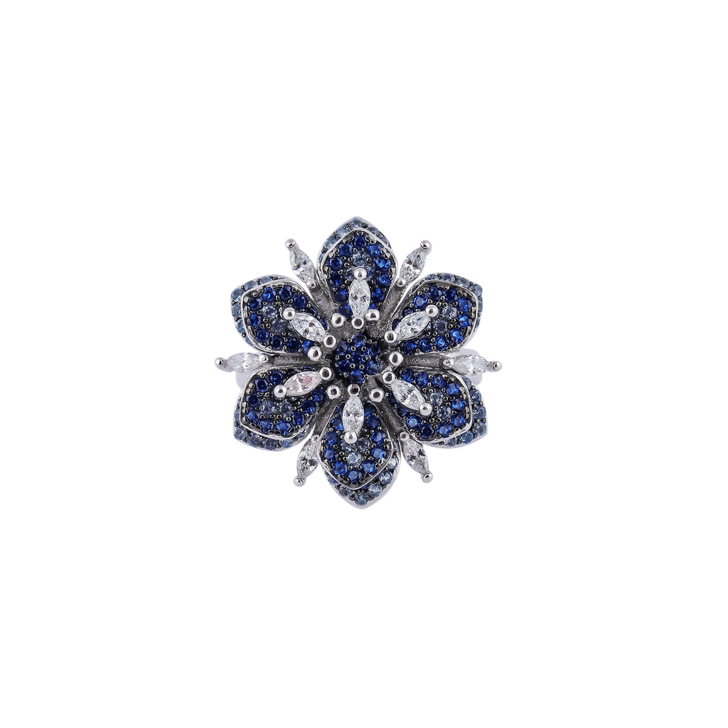 Azure Bloom CZ Silver Ring for her