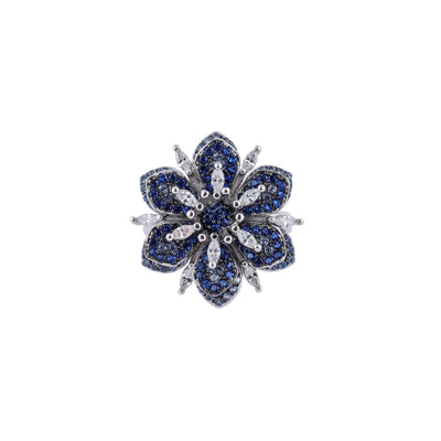 Azure Bloom CZ Silver Ring for her
