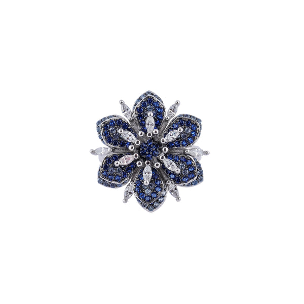 Azure Bloom CZ Silver Ring for her