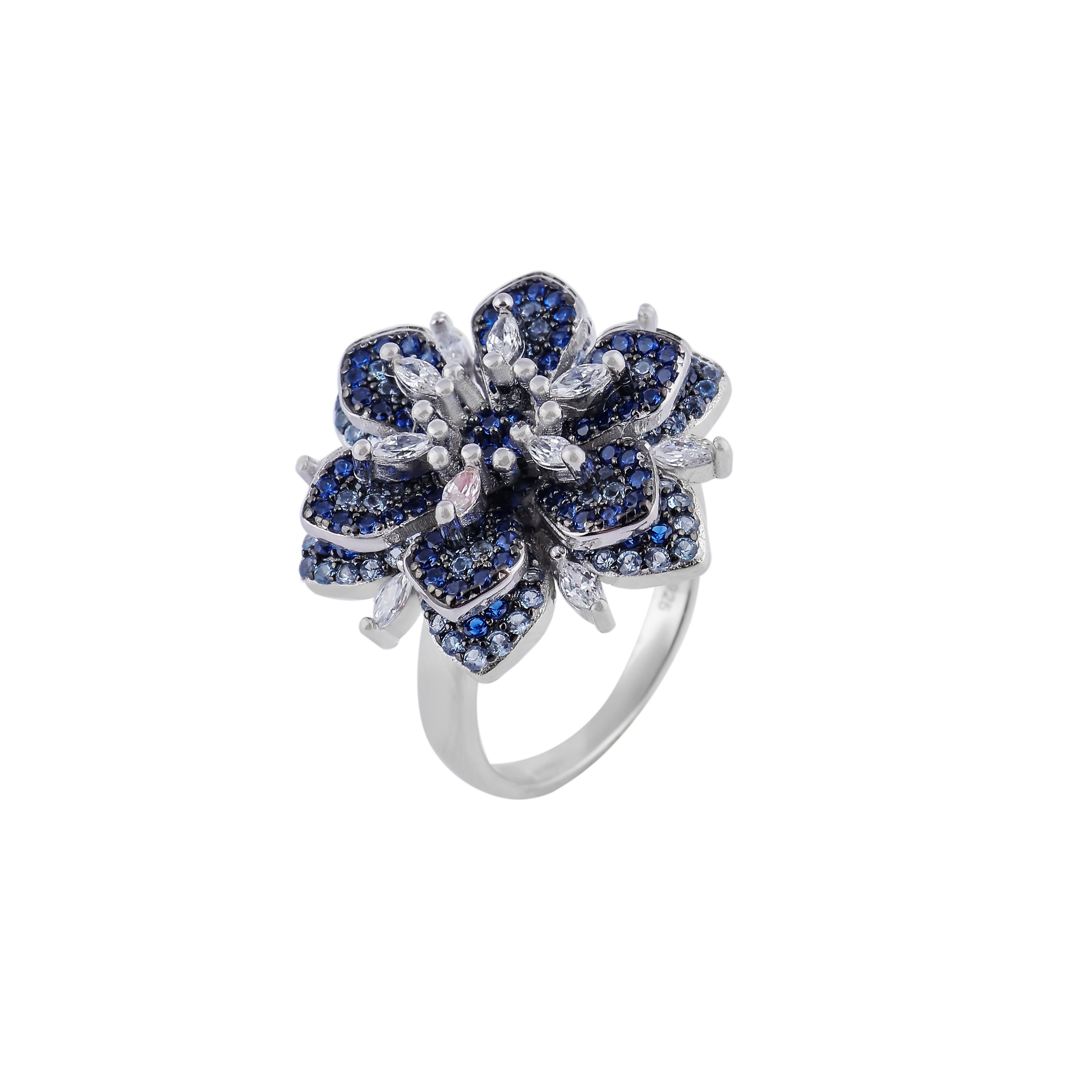 Azure Bloom CZ Silver Ring for her