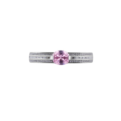 Oval Pink Gemstone Double Finger Silver Ring for her