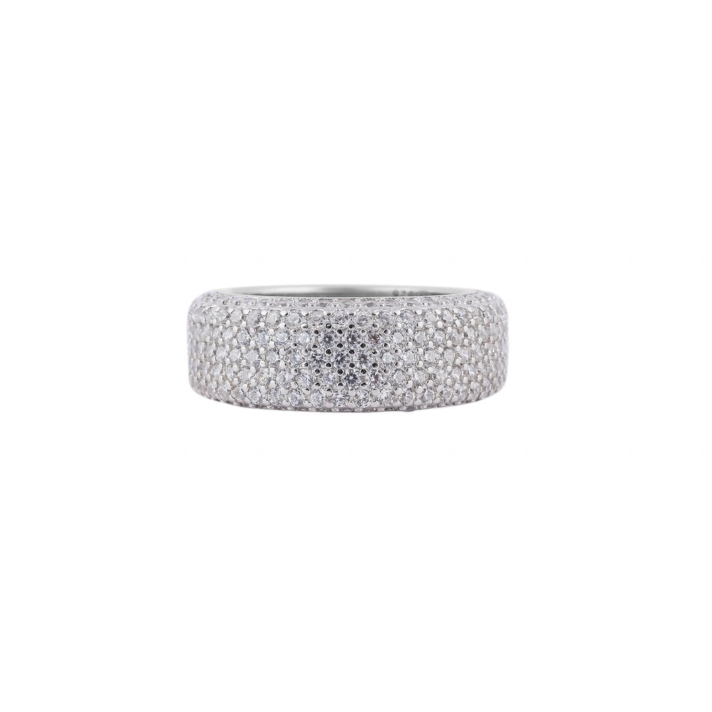 Full Pave Wide Silver Band for her