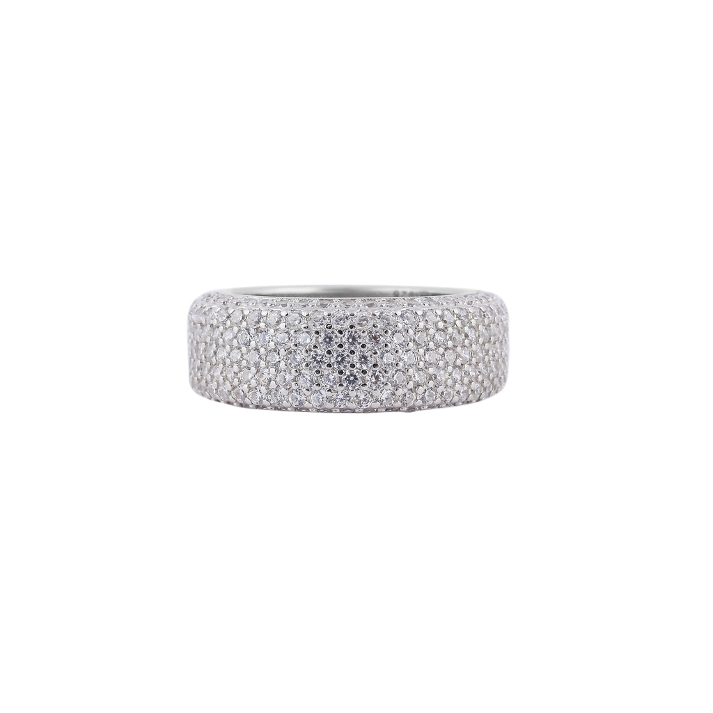 Full Pave Wide Silver Band for her