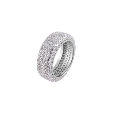 Full Pave Wide Silver Band for her