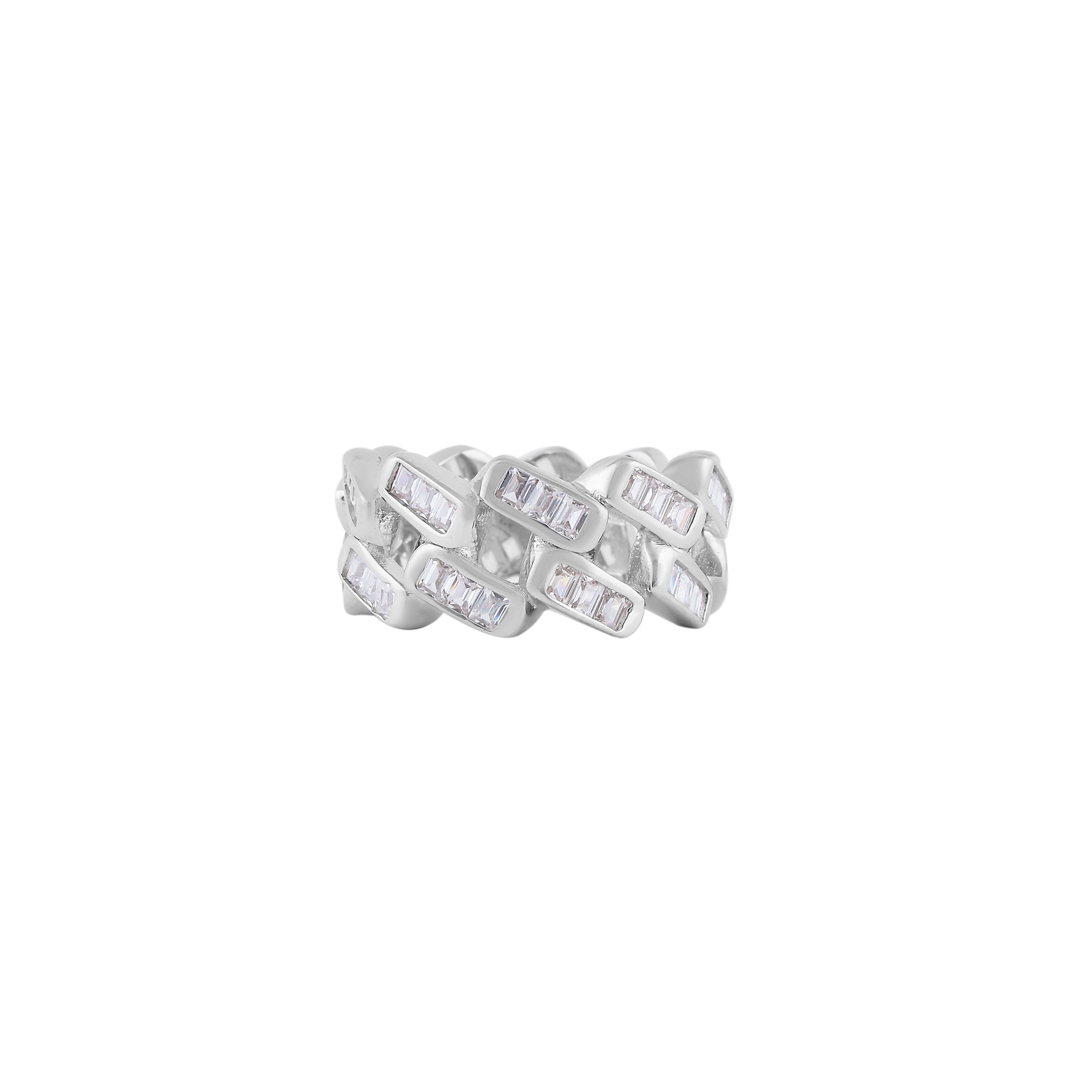 Intertwined Baguette CZ Silver Band for her