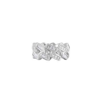 Intertwined Baguette CZ Silver Band for her