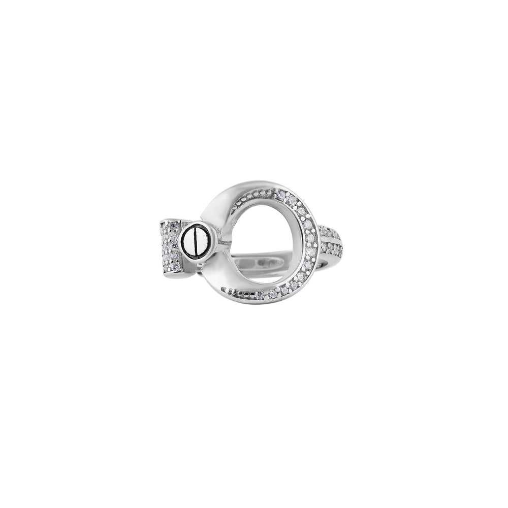 Abstract Pave Detail Silver Ring for her