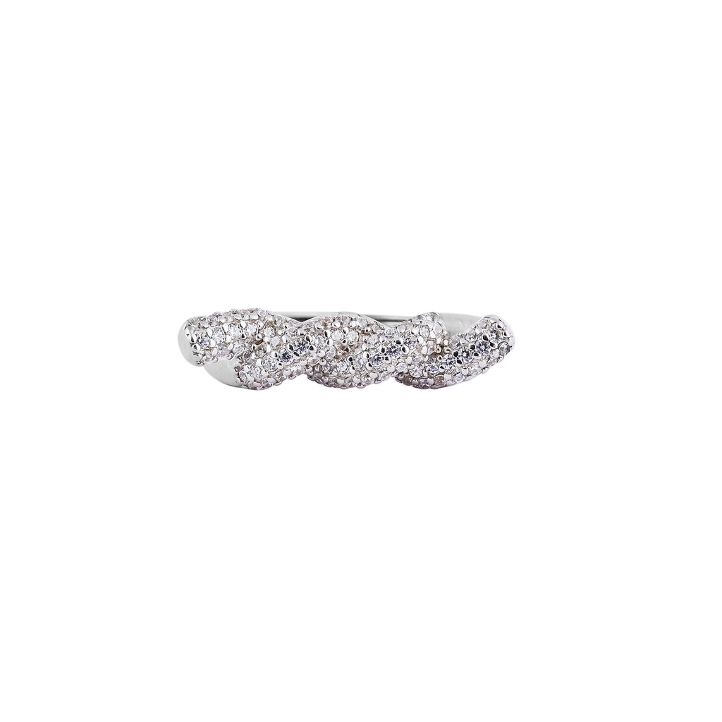 Braided Pave Silver Ring for her